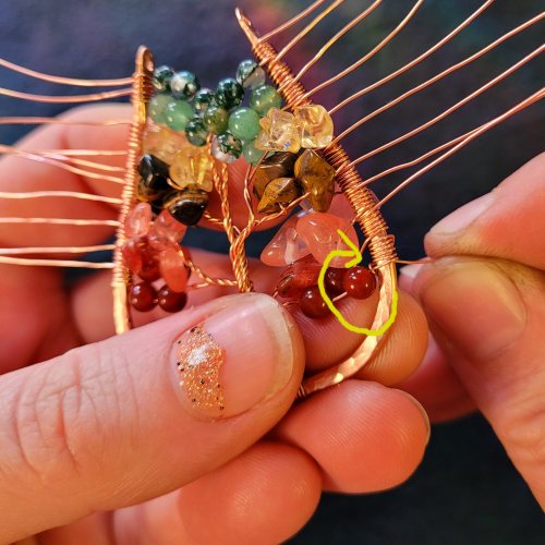 Jennifer Brooks's Rainbow Autumn Tree Earrings - , Contemporary Wire Jewelry, Dapping, Dapping Jewelry, How To Punch Holes, Hole Punching, Punch A Hole, Lashing, Wire Lashing, , tree of life earrings